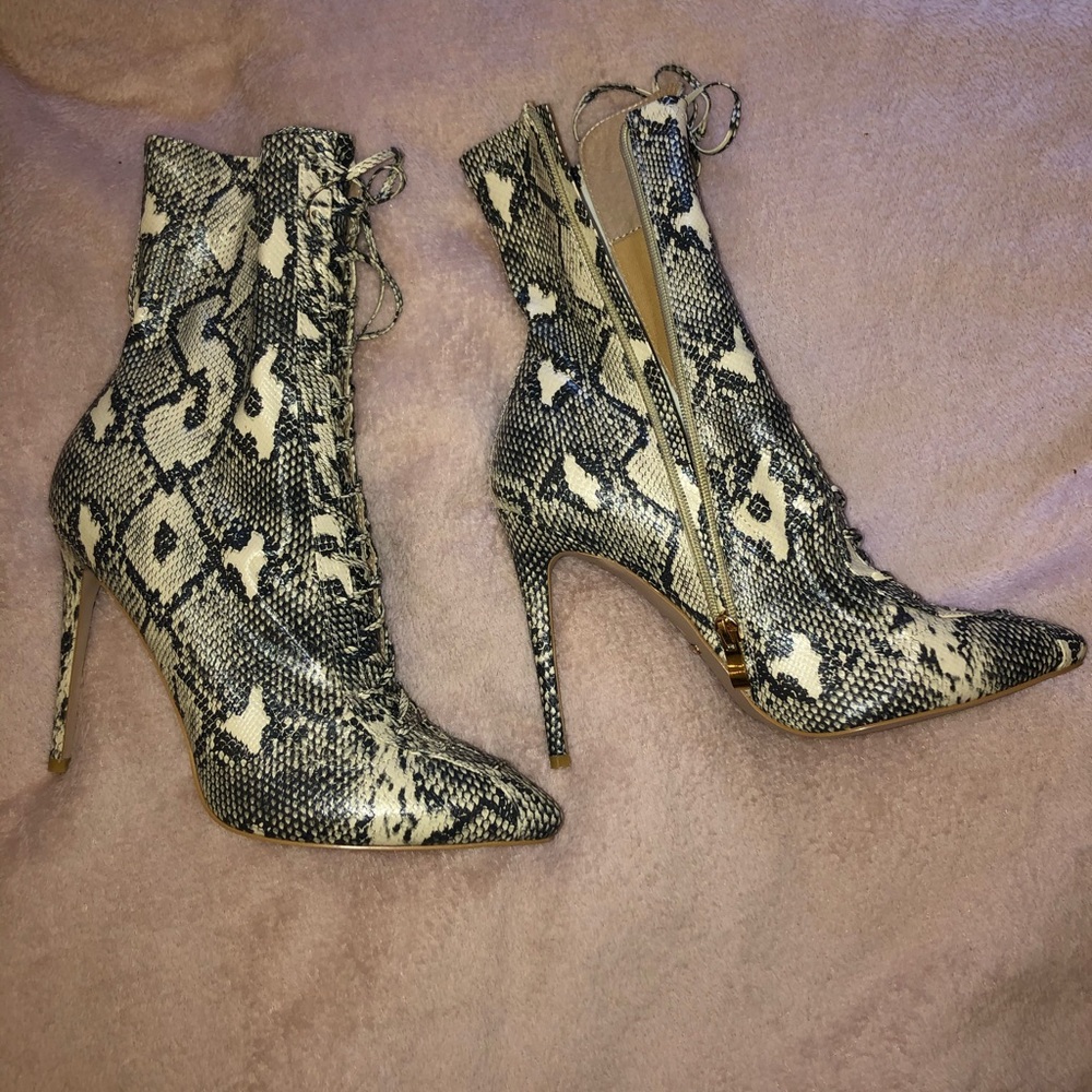 Snake print boots